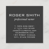 Tiertrainer (grau) quadratische visitenkarte (Rückseite)