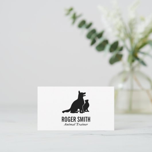 Tiertrainer | Katze und Hund Lover Visitenkarte (Stehend Vorderseite)
