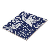 Tiertrivet für Navy Blue Bird Floral Woodland Fliese (Seite)
