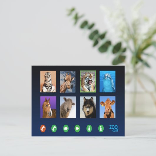 Tiervideokonferenz Postkarte (Stehend Vorderseite)