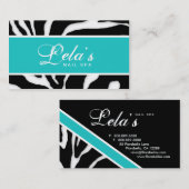 TierVisitenkartezebra-Nagel-Salon-Blau-Winkel Visitenkarte (Vorne/Hinten)