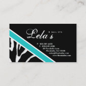 TierVisitenkartezebra-Nagel-Salon-Blau-Winkel Visitenkarte (Rückseite)