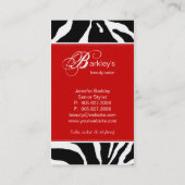 TierVisitenkartezebra-Schönheits-Salon-Rot Visitenkarte (Rückseite)