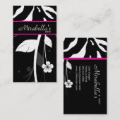 TierVisitenkartezebra-schwarzes Mit Blumenrosa Visitenkarte (Vorne/Hinten)