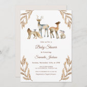 Tierwald Woodland Babydusche Einladung (Vorne/Hinten)