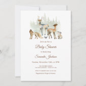 Tierwald Woodland Babydusche Einladung (Vorderseite)