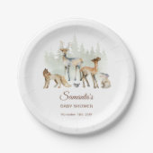 Tierwald Woodland Babydusche Pappteller (Vorderseite)