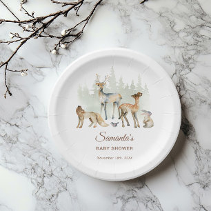 Tierwald Woodland Babydusche Pappteller