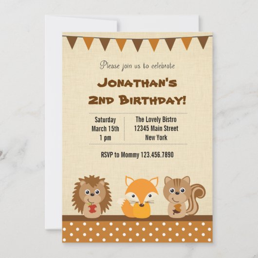 Tierwaldgeburtstags-Party Einladung (Vorderseite)