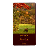 Tierweinetikett für Pferde im Herbst (Vorne)