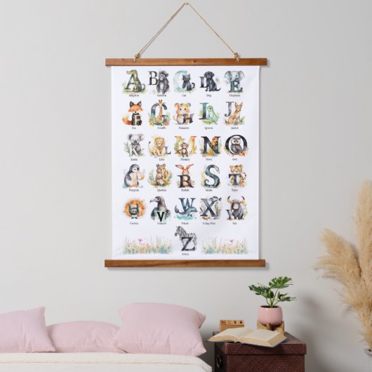 Tierwelt | Kinderzimmer Art Wall Wandteppich Mit Holzrahmen (Schlafzimmer)