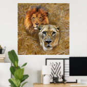 Tierwelt: Löwen und Löwen Poster (Heimbüro)