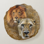 Tierwelt: Löwen und Löwen Rundes Kissen (Rückseite)