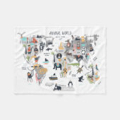 Tierweltkarte Fleecedecke (Vorderseite (Horizontal))