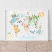 Tierweltkarte Kinder drucken, Tiere der Welt Poster