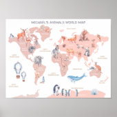 Tierweltkarte, Kinderwall Art Poster (Vorne)