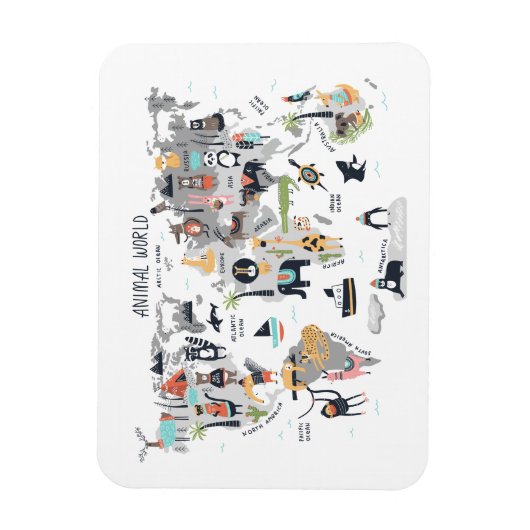 Tierweltkarte Magnet (Vertikal)