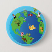 Tierweltkarte Niedliche Tierwelt - Illustration Button (Vorderseite)