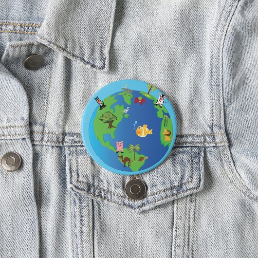 Tierweltkarte Niedliche Tierwelt - Illustration Button