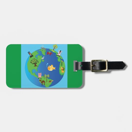 Tierweltkarte Niedliche Tierwelt - Illustration Gepäckanhänger (Vorderseite horizontal)
