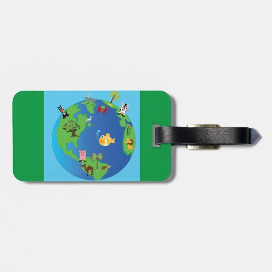 Tierweltkarte Niedliche Tierwelt - Illustration Gepäckanhänger (Rückseite horizontal)