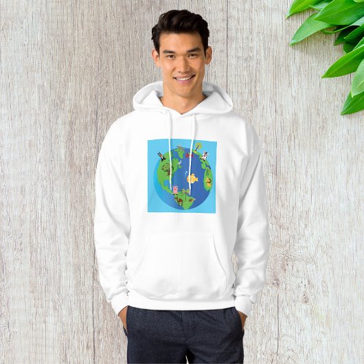 Tierweltkarte Niedliche Tierwelt - Illustration Hoodie