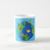 Tierweltkarte Niedliche Tierwelt - Illustration Kaffeetasse (Mittel)