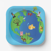 Tierweltkarte Niedliche Tierwelt - Illustration Pappteller (Vorderseite)