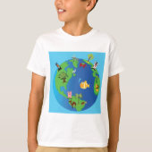 Tierweltkarte Niedliche Tierwelt - Illustration T-Shirt (Vorderseite)