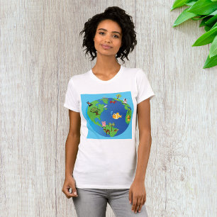 Tierweltkarte Niedliche Tierwelt - Illustration T-Shirt