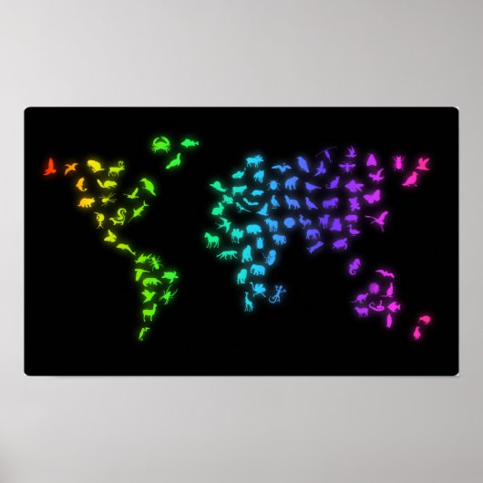 Tierweltkarte Poster (Vorne)