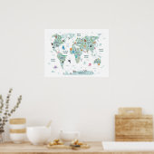 Tierweltkarte Poster (Küche)