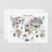 Tierweltkarte Postkarte (Vorne/Hinten)