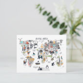 Tierweltkarte Postkarte (Stehend Vorderseite)
