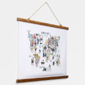 Tierweltkarte Wandteppich Mit Holzrahmen (Gewinkelt)