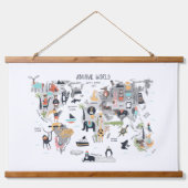 Tierweltkarte Wandteppich Mit Holzrahmen (Vorne)