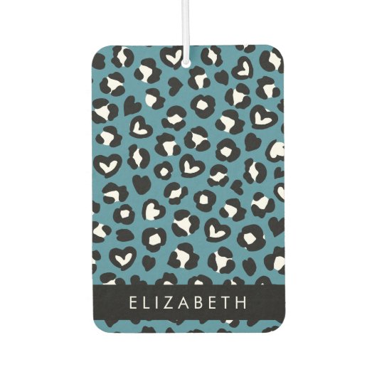 Tierwerbung, Blauer Leopard, Herz, Ihr Name Autolufterfrischer (Vorderseite)
