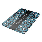 Tierwerbung, Blauer Leopard, Herz, Ihr Name Badematte (Schrägansicht)