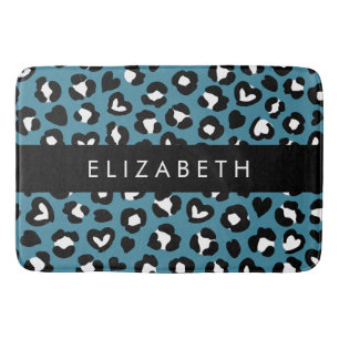 Tierwerbung, Blauer Leopard, Herz, Ihr Name Badematte
