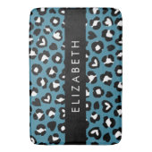 Tierwerbung, Blauer Leopard, Herz, Ihr Name Badematte (Vorderseite Vertikal)