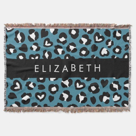 Tierwerbung, Blauer Leopard, Herz, Ihr Name Decke (Vorderseite)