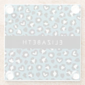 Tierwerbung, Blauer Leopard, Herz, Ihr Name Glasuntersetzer (Rückseite)