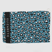 Tierwerbung, Blauer Leopard, Herz, Ihr Name Golfhandtuch (Horizontal)