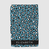 Tierwerbung, Blauer Leopard, Herz, Ihr Name Golfhandtuch (Vorderseite)