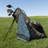 Tierwerbung, Blauer Leopard, Herz, Ihr Name Golfhandtuch (Gras)