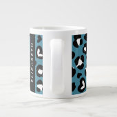 Tierwerbung, Blauer Leopard, Herz, Ihr Name Jumbo-Tasse (Rückseite)