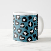 Tierwerbung, Blauer Leopard, Herz, Ihr Name Jumbo-Tasse (Vorderseite Rechts)