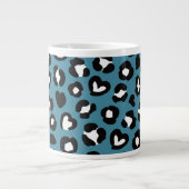 Tierwerbung, Blauer Leopard, Herz, Ihr Name Jumbo-Tasse (Vorderseite)