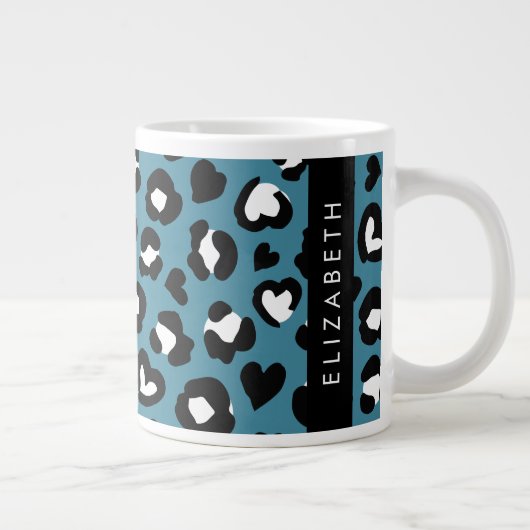 Tierwerbung, Blauer Leopard, Herz, Ihr Name Jumbo-Tasse (Rechts)