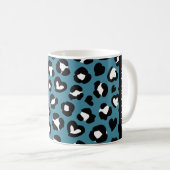 Tierwerbung, Blauer Leopard, Herz, Ihr Name Kaffeetasse (VorderseiteRechts)